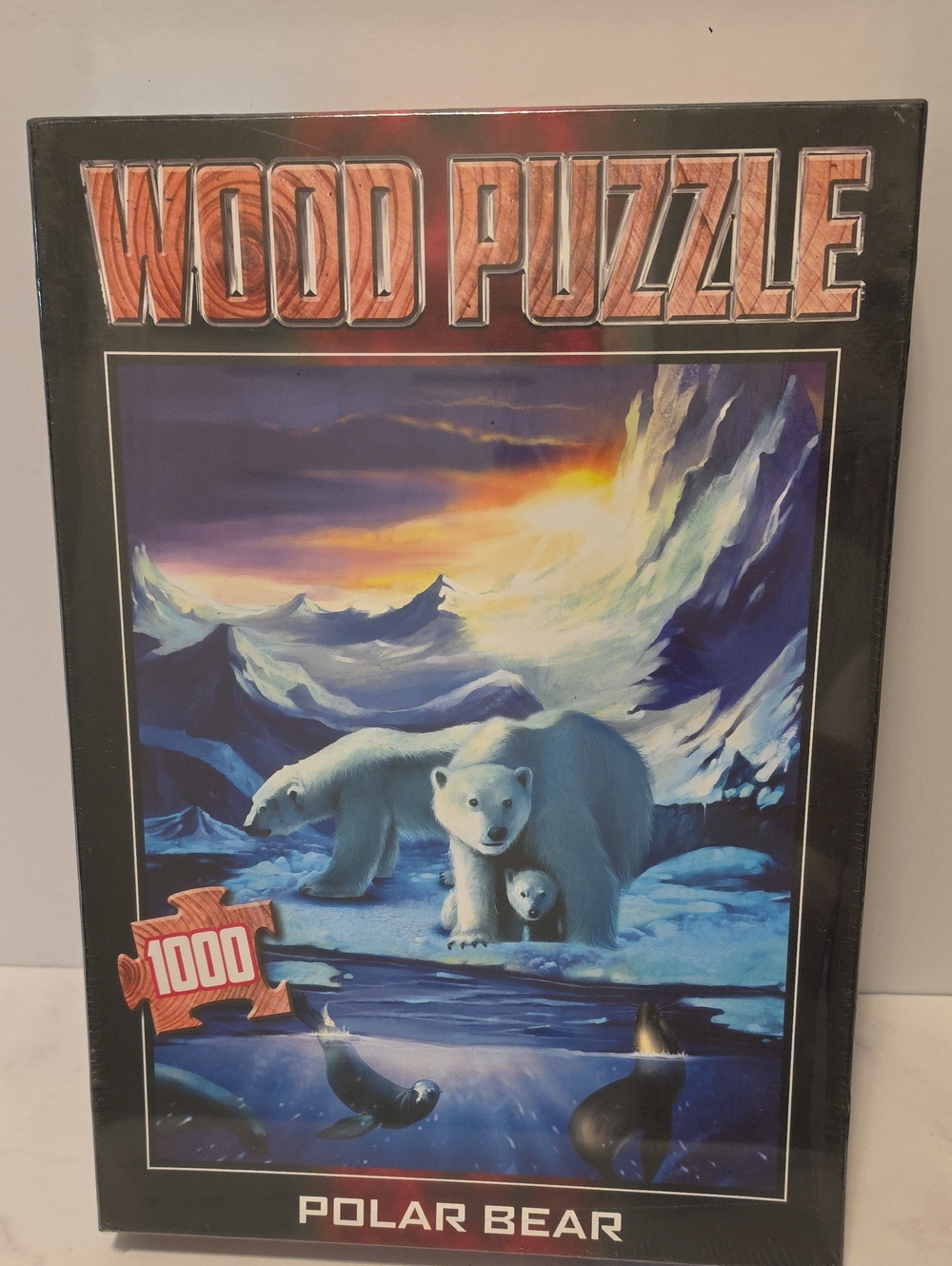 Polar Bear Wood Puzzle - Blue Polar Bear Scene